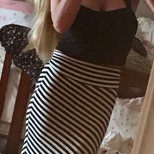 High waisted skirt and crop top.